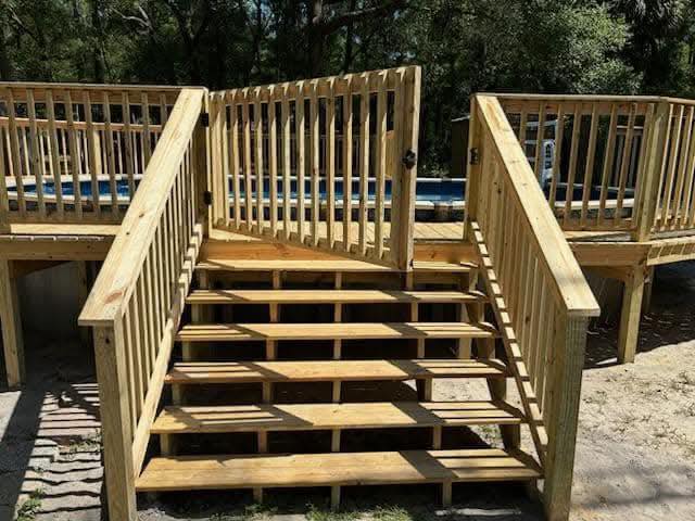 Wood deck with stairs