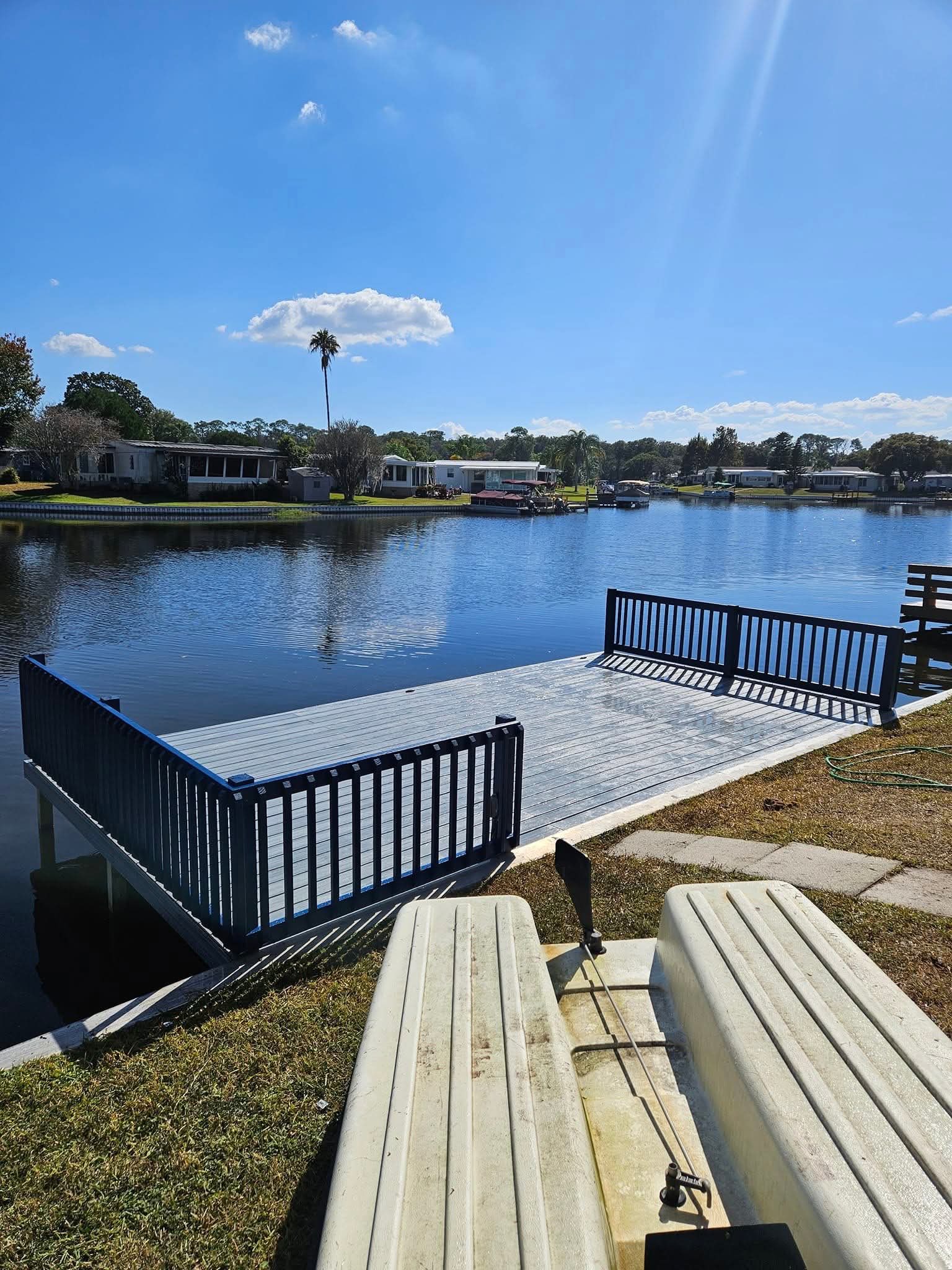 Composite dock with railing